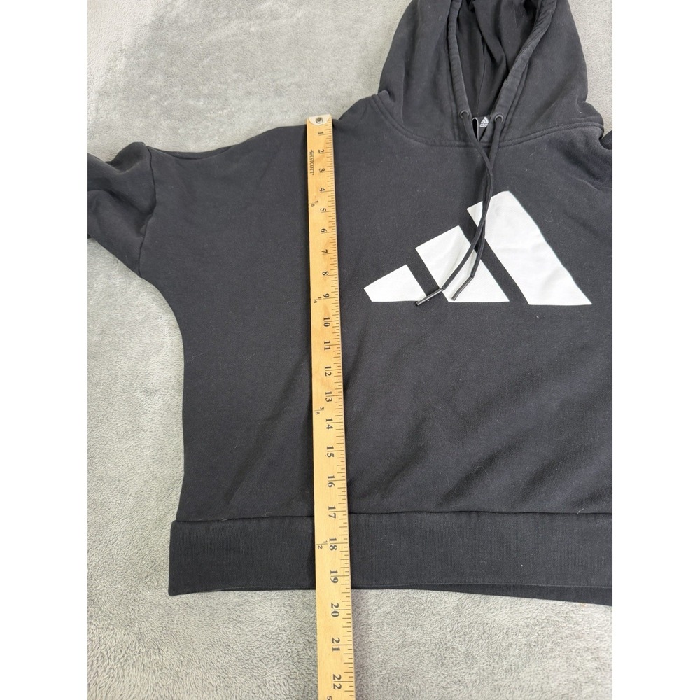 Adidas Essentials Big Logo Cropped Hoodie Women's Size Medium Black - Picture 9 of 10